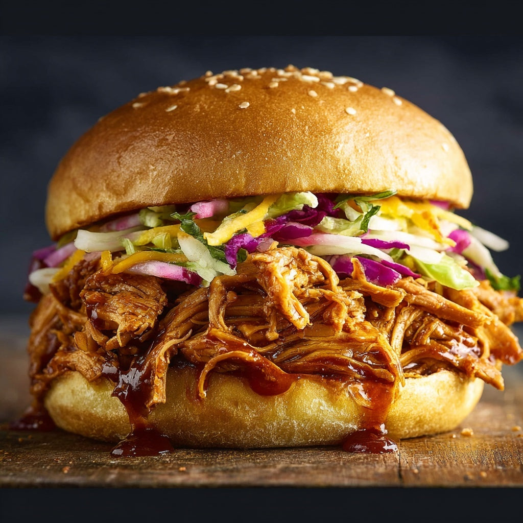 BBQ Shredded Chicken Sandwiches and Bacon Potato Salad