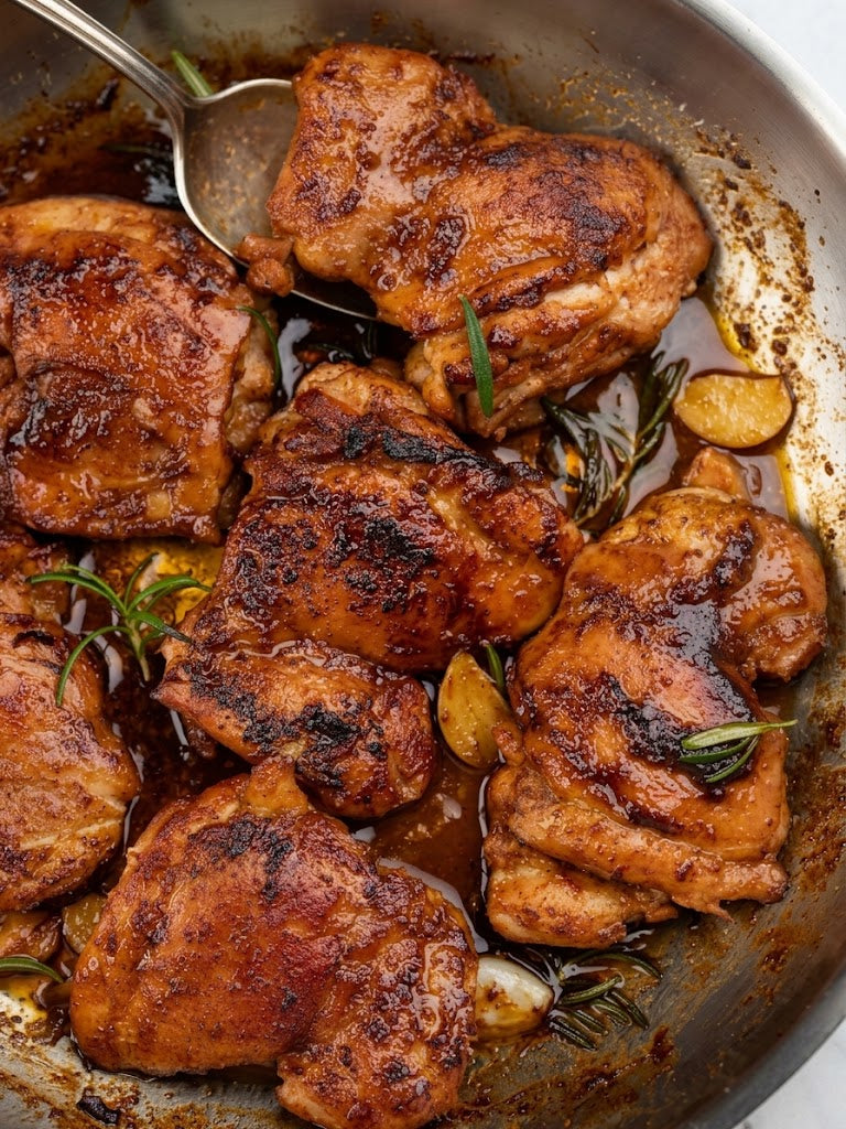 Balsamic Butter Chicken Thighs with Parmesan Risotto