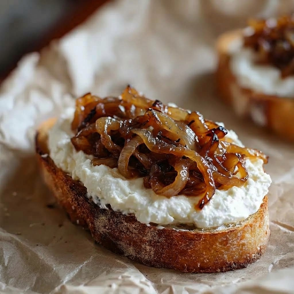 Caramelized Onion & Goat Cheese Crostini