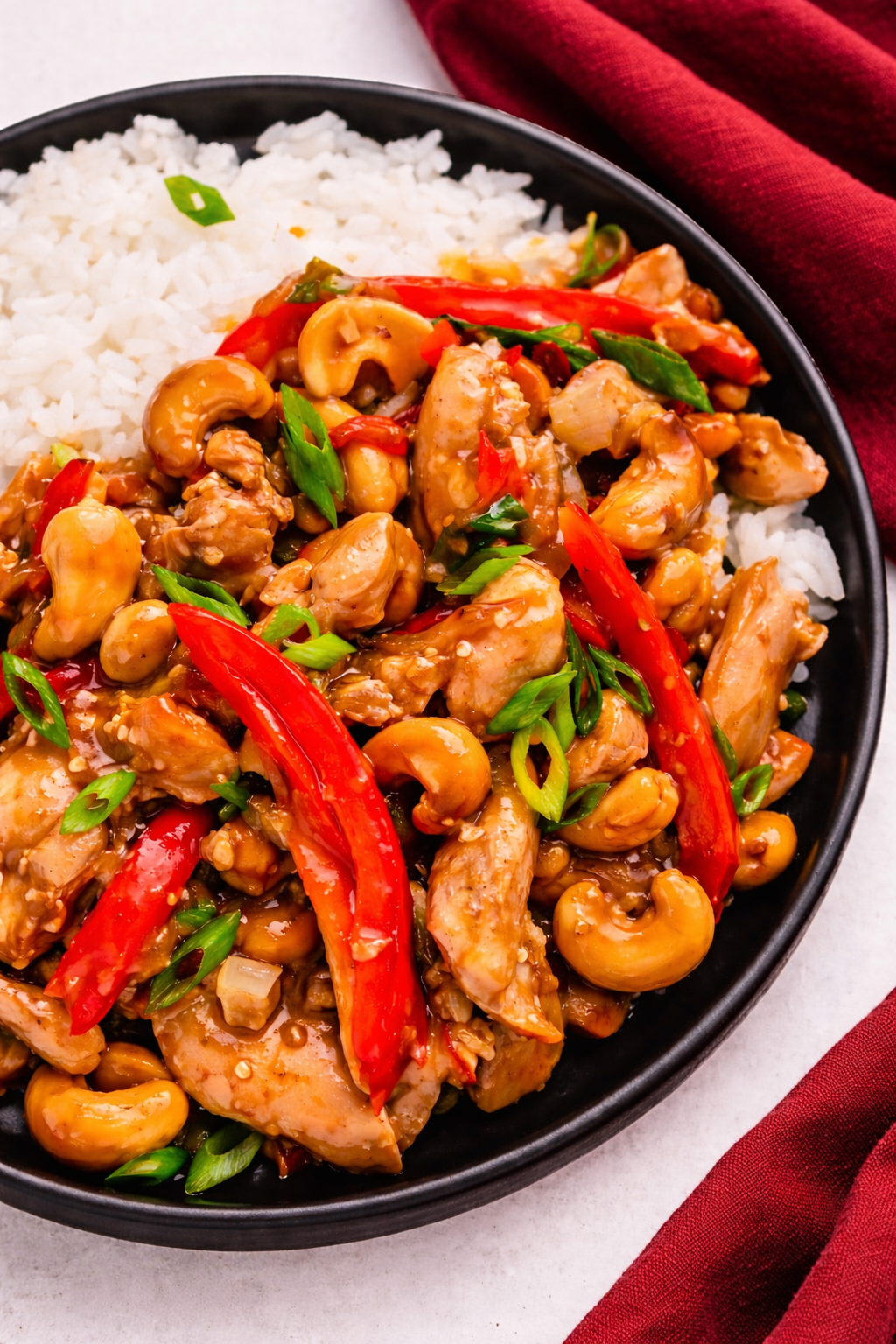 Thai Cashew Chicken Stir Fry with Jasmine Rice