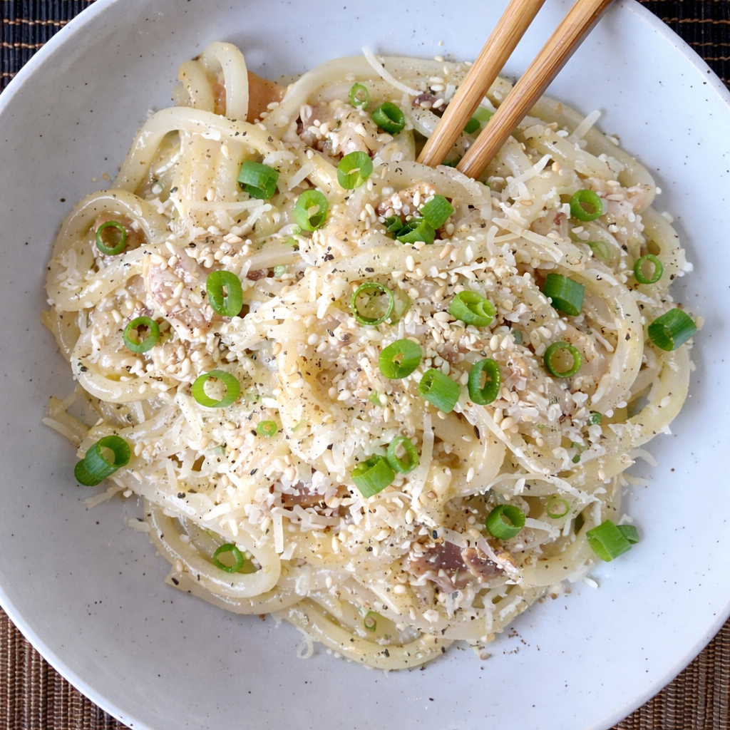 Umami Butter Udon with Furikake Panko & Parmesan