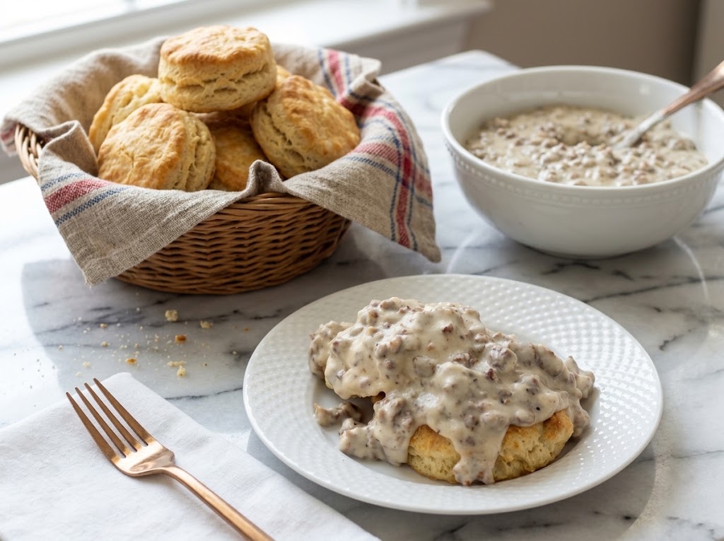 Country Buttermilk Biscuits and Sausage Gravy
