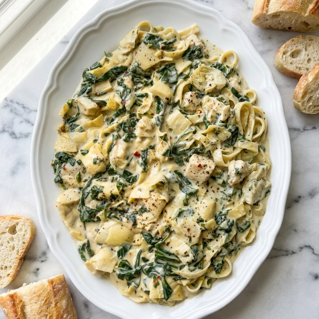 Spinach Artichoke Chicken Pasta
