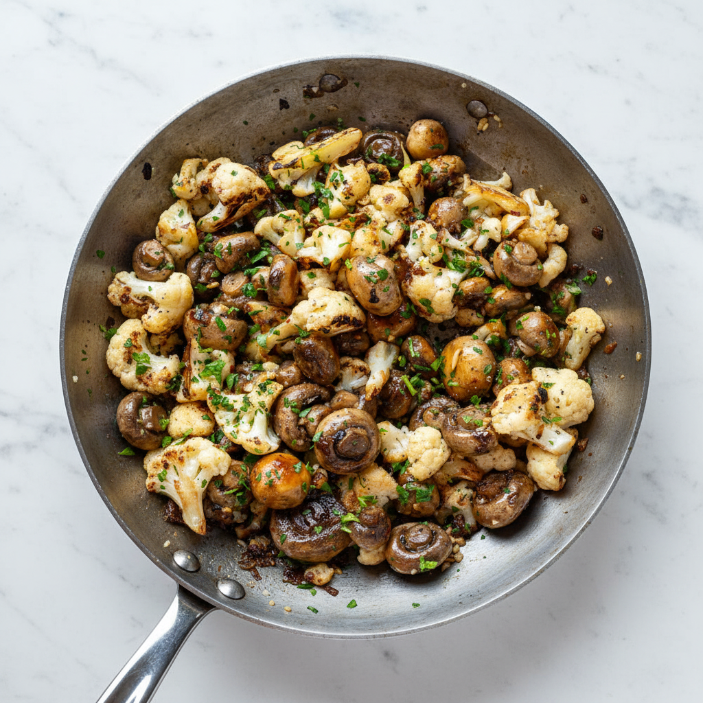 Garlic Butter Cauliflower and Mushrooms