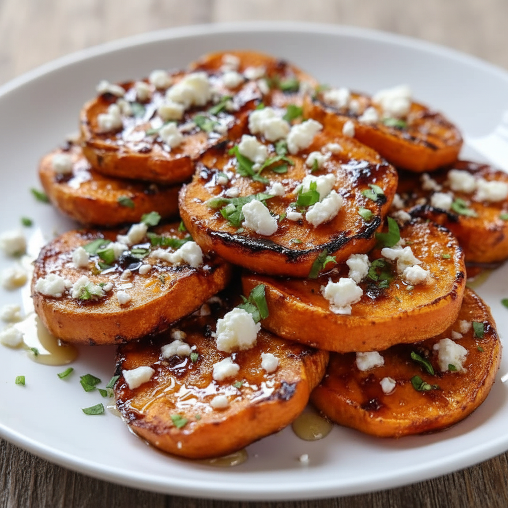 Honey Feta Roasted Sweet Potatoes