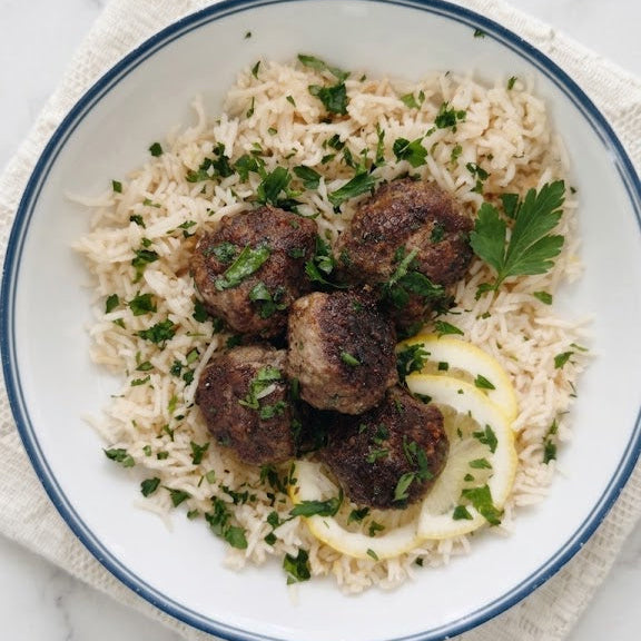 Lemon Braised Meatballs and Rice