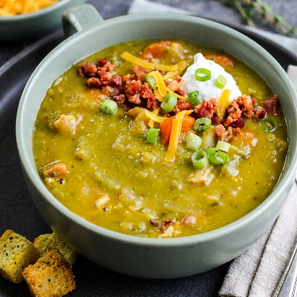 Loaded Smokey Split Pea Soup with Ham