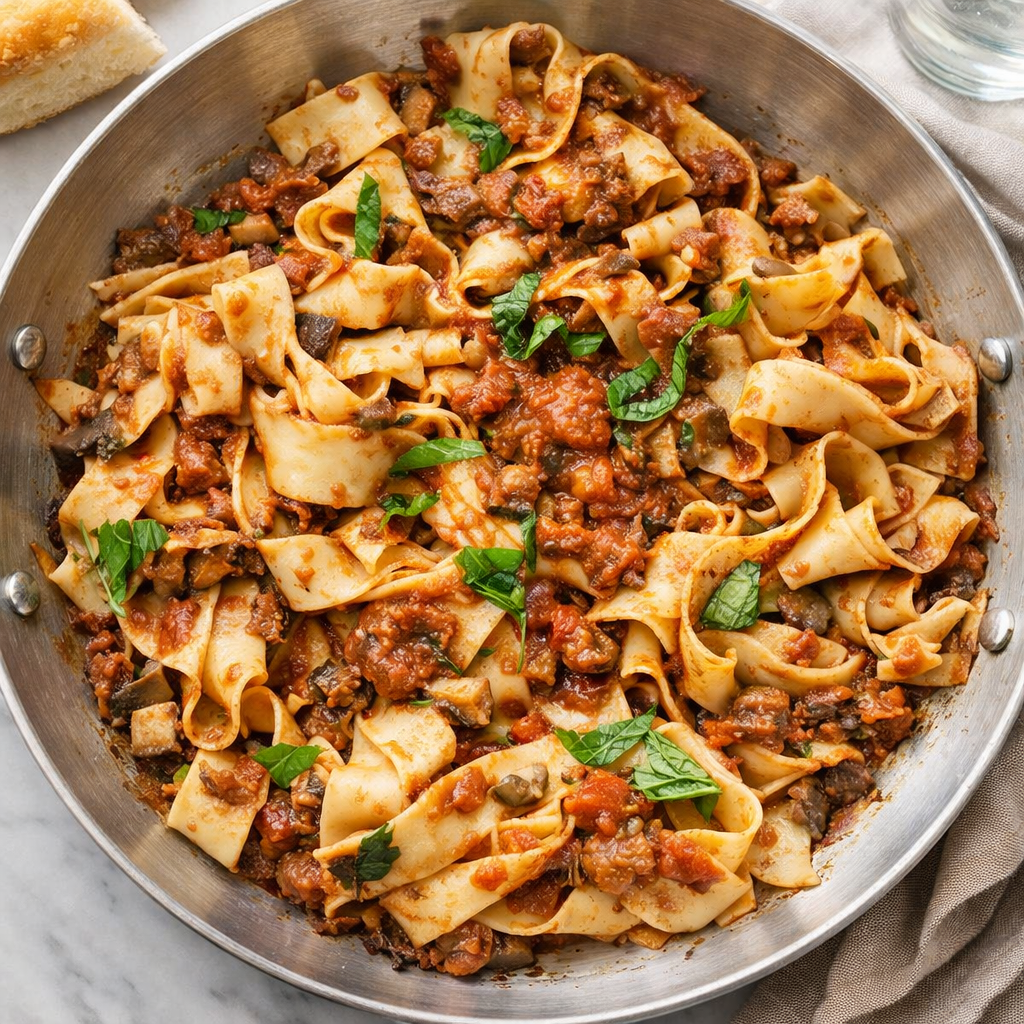 Mushroom Bolognese with Pappardelle