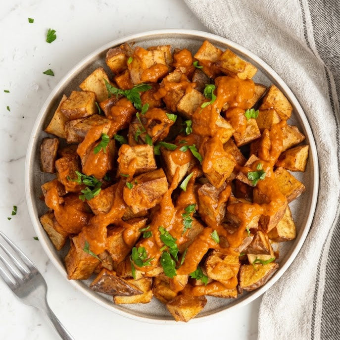 Crispy Patatas Bravas with Smoky Bravas Sauce (Spanish Potatoes)