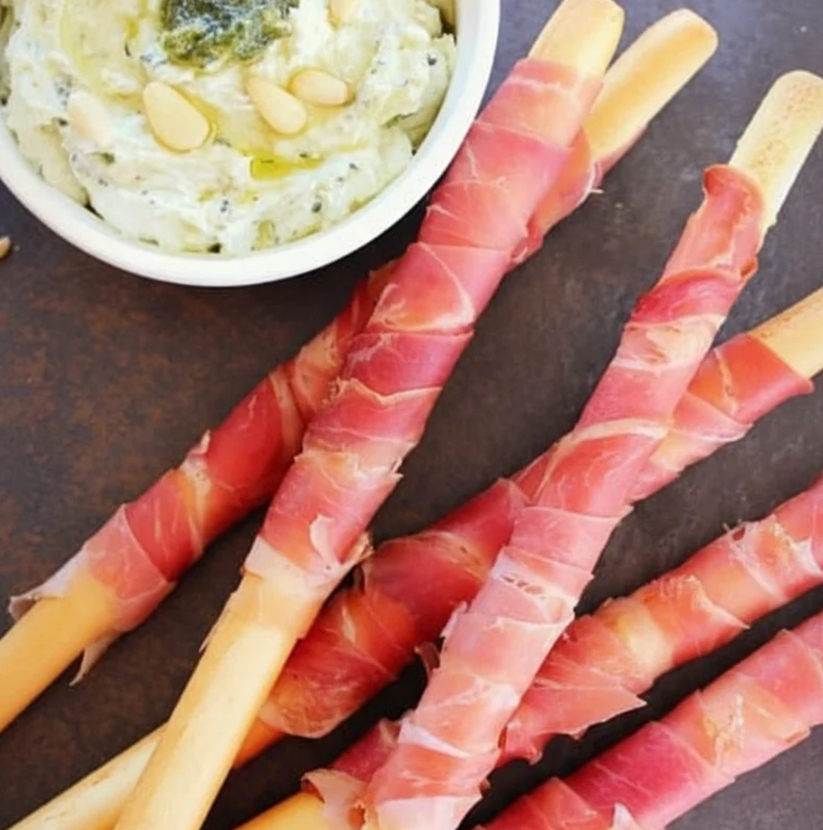 Prosciutto Wrapped Grissini Breadsticks