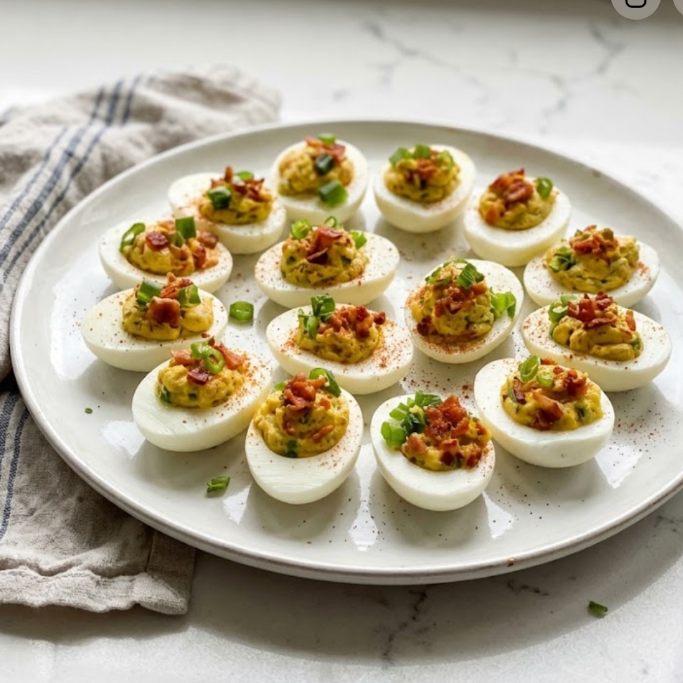 Bacon Scallion Deviled Eggs
