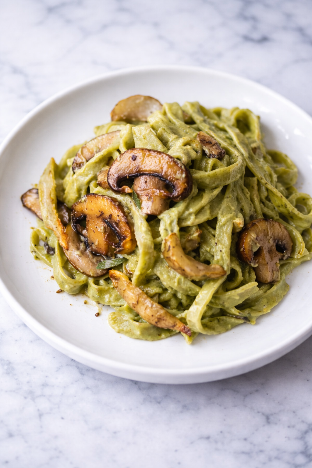 Mushroom Fettuccine with Artichoke Sauce