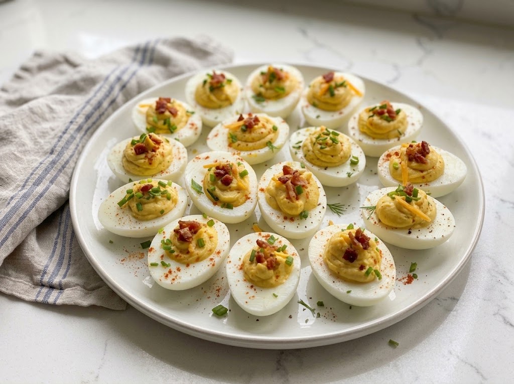 Bacon Cheddar Deviled Eggs