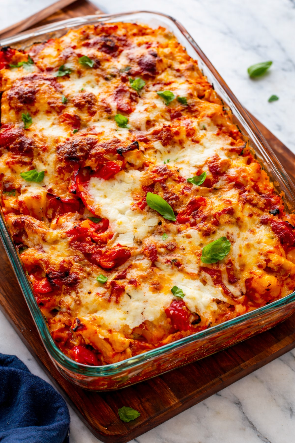 Baked Ziti with Roasted Vegetables and Tomato Basil Sauce