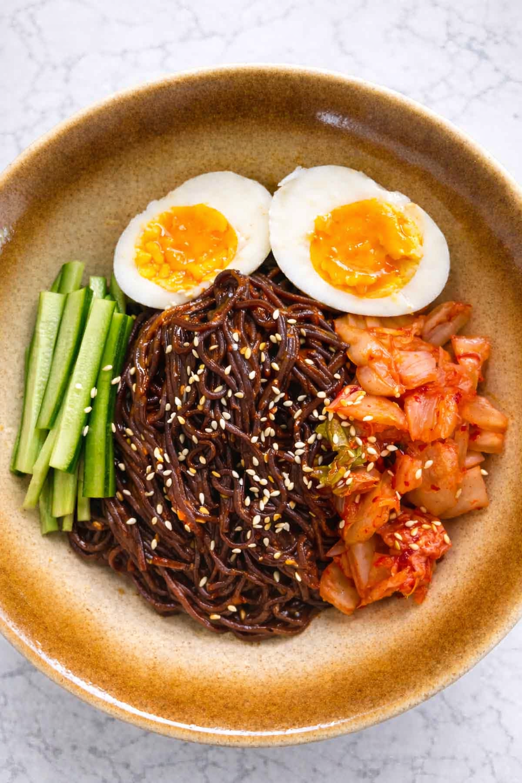 Spicy Korean Gochujang Noodles with Kimchi (Bibim Guksu)