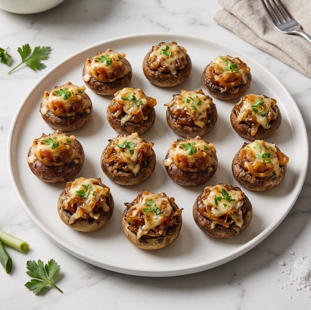 Caramelized Onion Stuffed Mushrooms