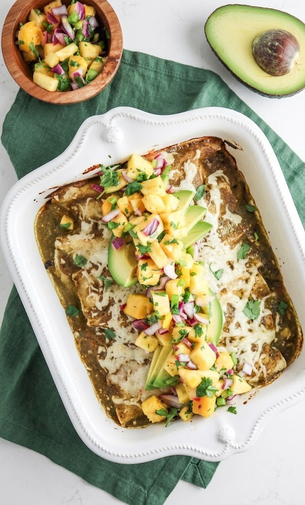 Chicken Enchiladas Verde with Pineapple Salsa