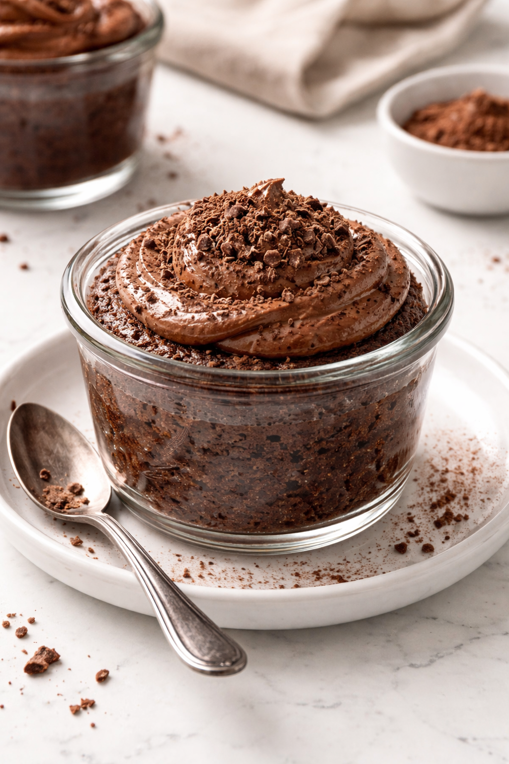 Individual GF, DF, Egg Free Chocolate Cakes with Coconut Cocoa Frosting