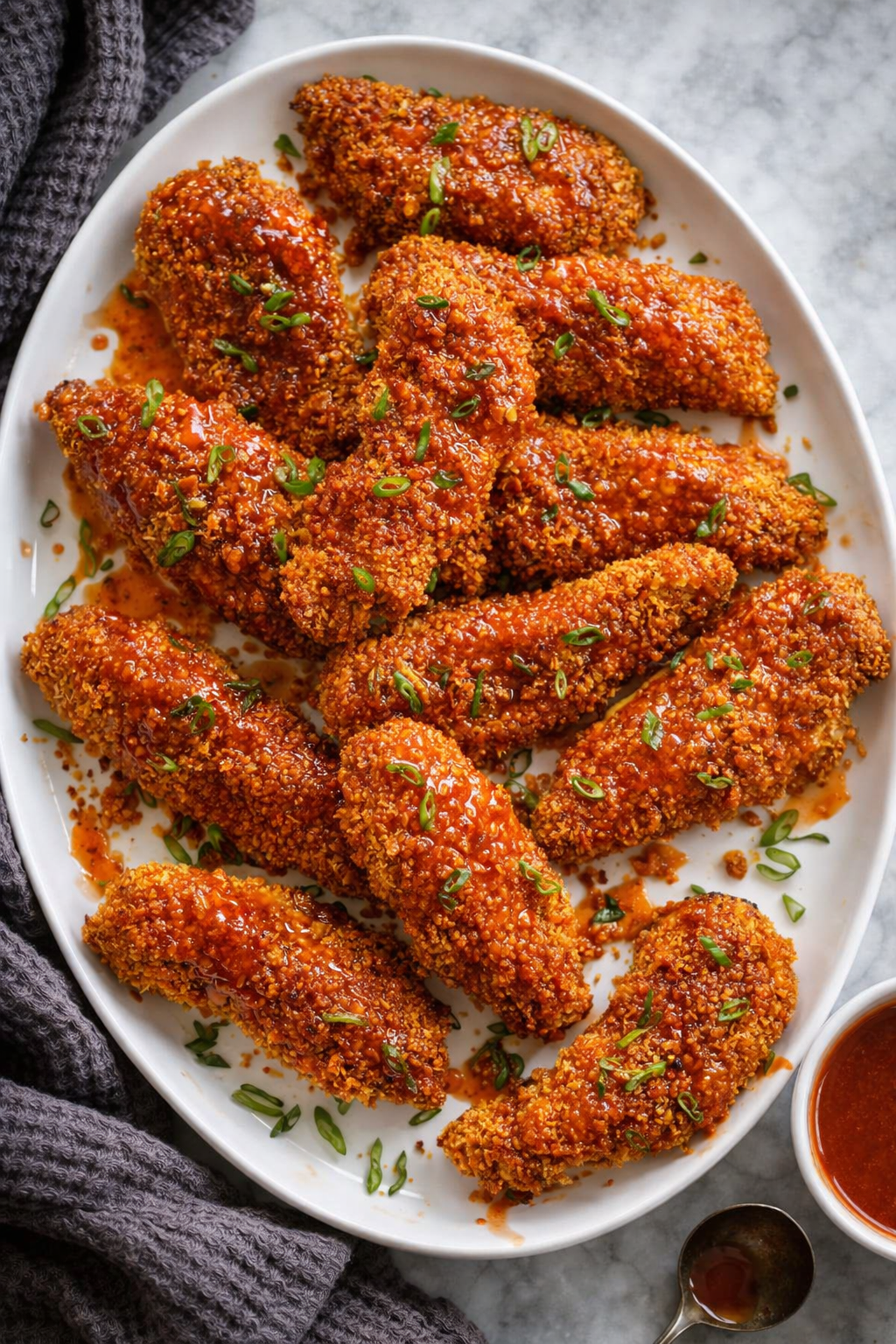 Hot Honey Chicken Tenders with Crispy Potato Wedges