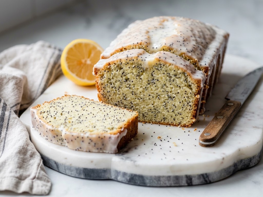 Lemon Poppyseed Iced Pound Cake