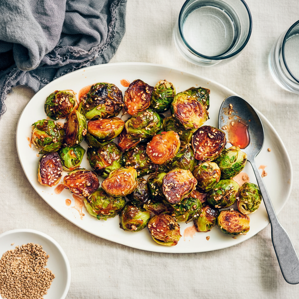 Maple Sriracha Roasted Brussel Sprouts