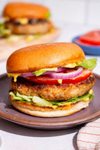 Mediterranean Chicken Burgers with Lemon Potato Wedges