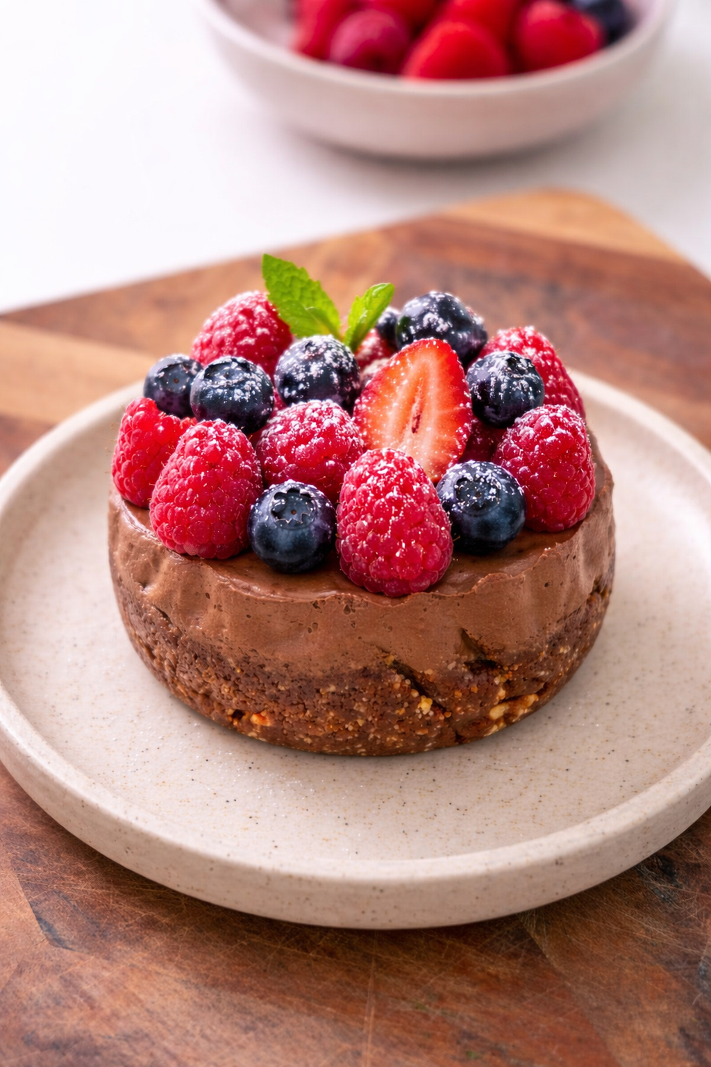 No Bake Mini Chocolate Berry Tarts