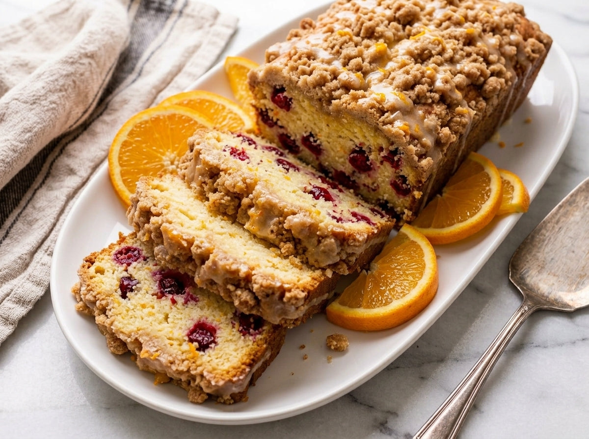 Orange Cranberry Iced Streusel Pound Cake