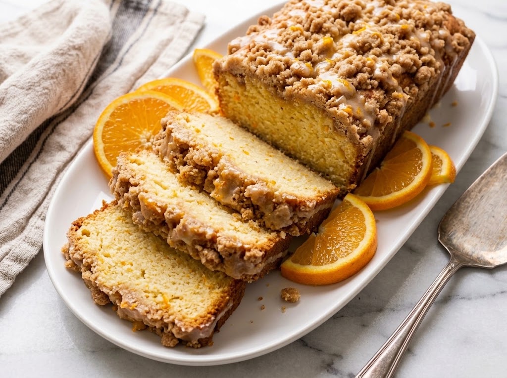 Orange Vanilla Iced Streusel Pound Cake