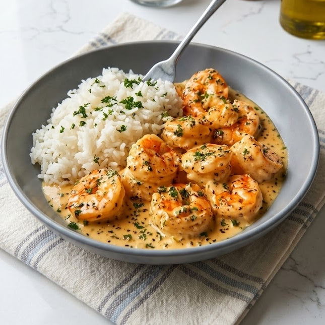 Garlic Butter Shrimp and Parmesan Rice