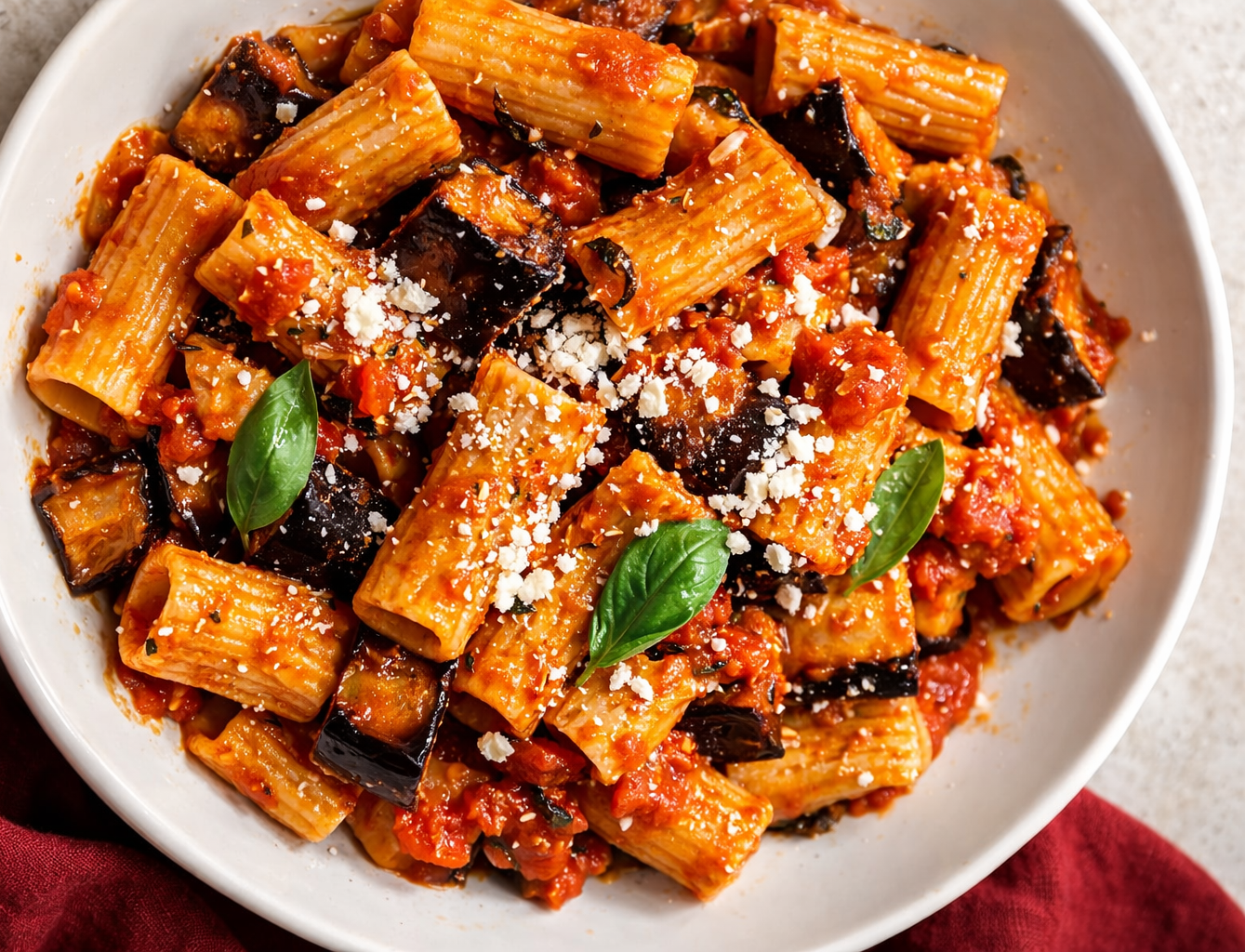 Spicy Roasted Eggplant Pasta (Sicilian Pasta alla Norma)
