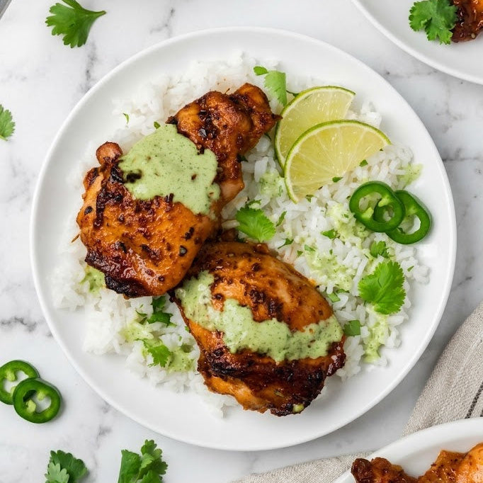 Peruvian Chicken, Coconut Rice and Aji Verde