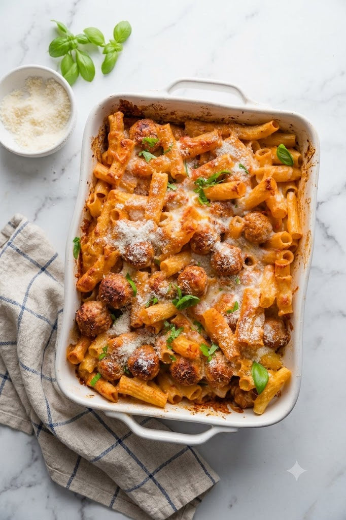 Baked Rigatoni and Meatballs