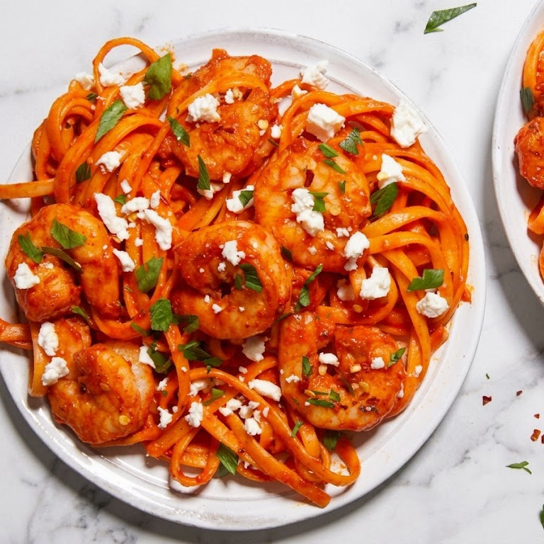 Roasted Red Pepper Shrimp Pasta