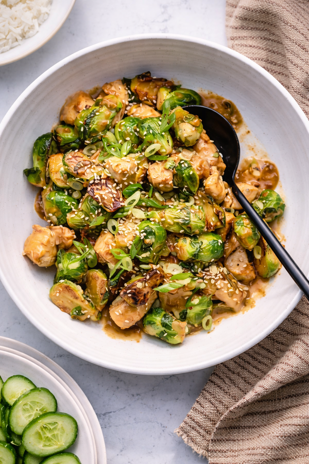 Sesame Chicken Stir-Fry with Brussels Sprouts