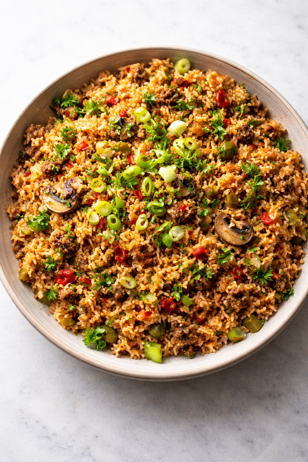 Vegan Dirty Rice with Beyond Meat and Southern Cole Slaw