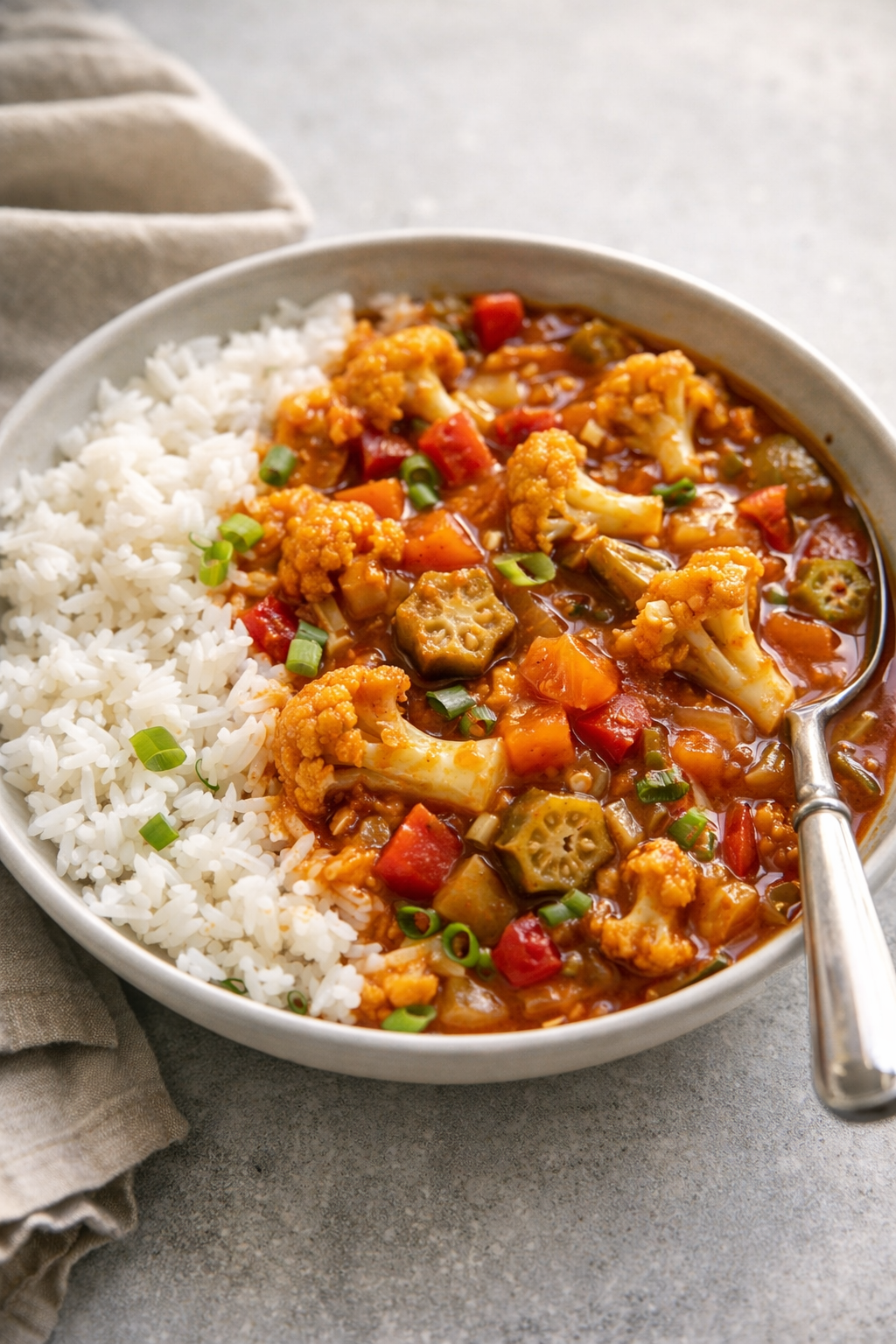 Vegetarian Cajun Gumbo with Rice
